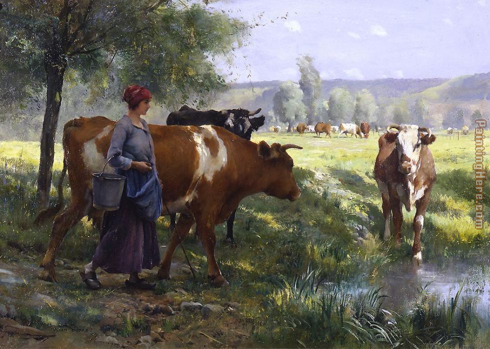 The Young Milkmaid painting - Julien Dupre The Young Milkmaid art painting